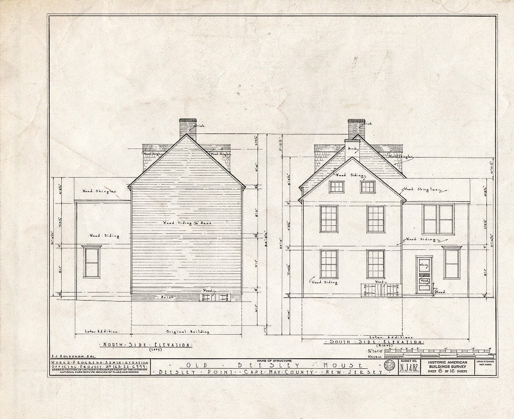 Blueprint HABS NJ,5-BEEPO,1- (Sheet 6 of 16) - Old Beesley House, U.S. Highway 9, Beesleys Point, Cape May County, NJ