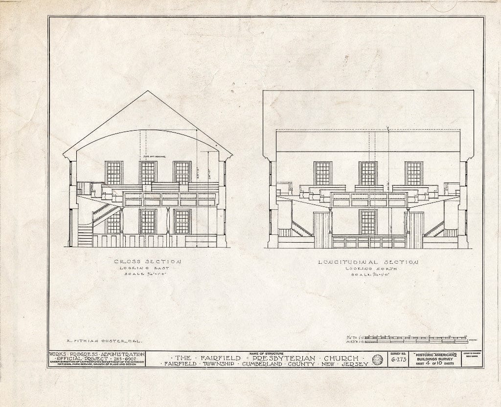 Blueprint HABS NJ,6-FAIRT,1- (Sheet 4 of 10) - Fairfield Presbyterian Church, Fairton, Cumberland County, NJ