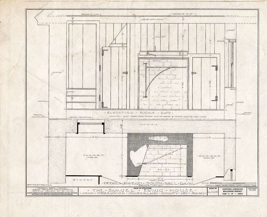 Blueprint HABS NJ,6-GREWI.V,6- (Sheet 10 of 11) - Samuel Ewing House, Main Street, Greenwich, Cumberland County, NJ
