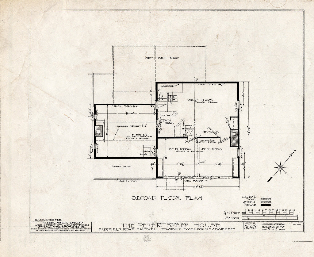 Blueprint HABS NJ,7-FAIRF.V,2- (Sheet 3 of 11) - Peter Speer House, Fairfield Road, Fairfield, Essex County, NJ