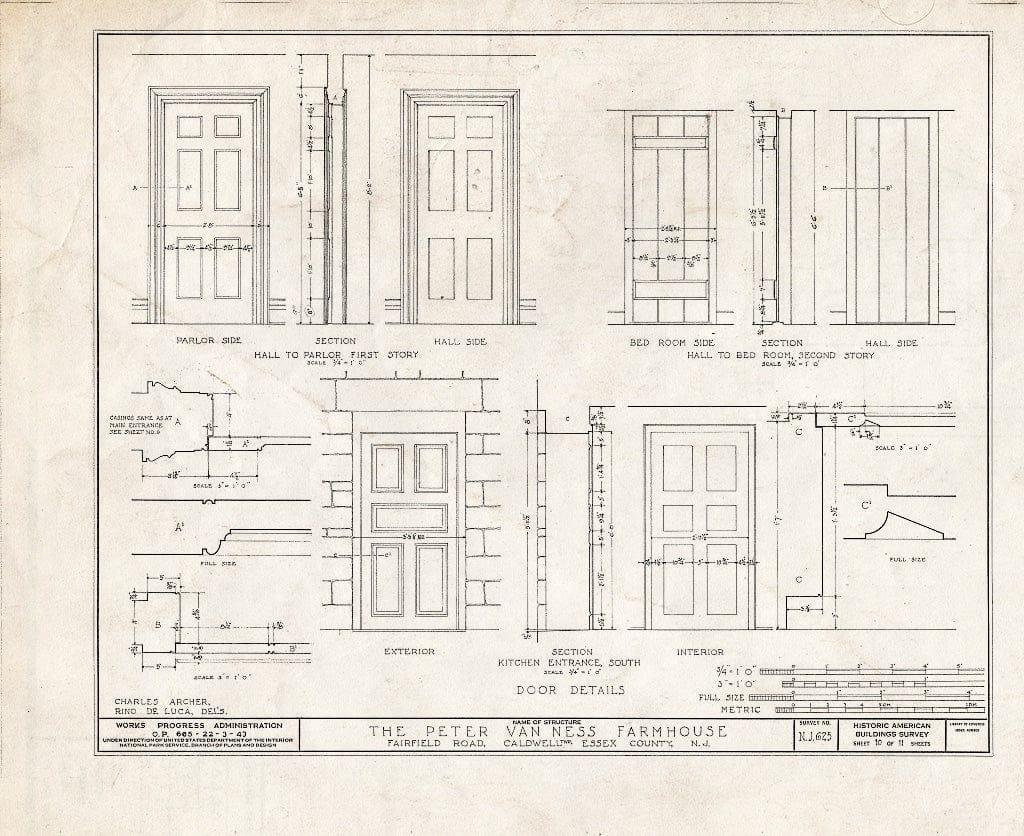 Blueprint HABS NJ,7-FAIRF.V,1- (Sheet 10 of 11) - Peter Van Ness Farmhouse, Fairfield Road, Fairfield, Essex County, NJ