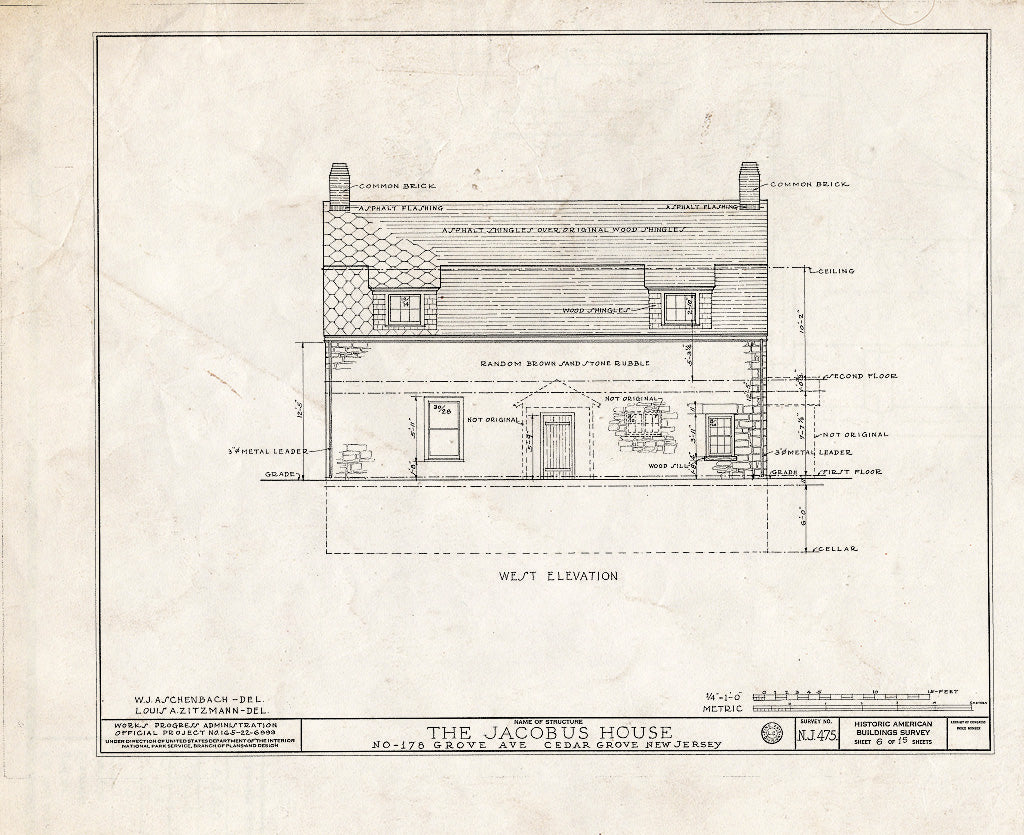 Blueprint HABS NJ,7-CEGRO,1- (Sheet 6 of 15) - Jacobus House, 178 Grove Avenue, Cedar Grove, Essex County, NJ