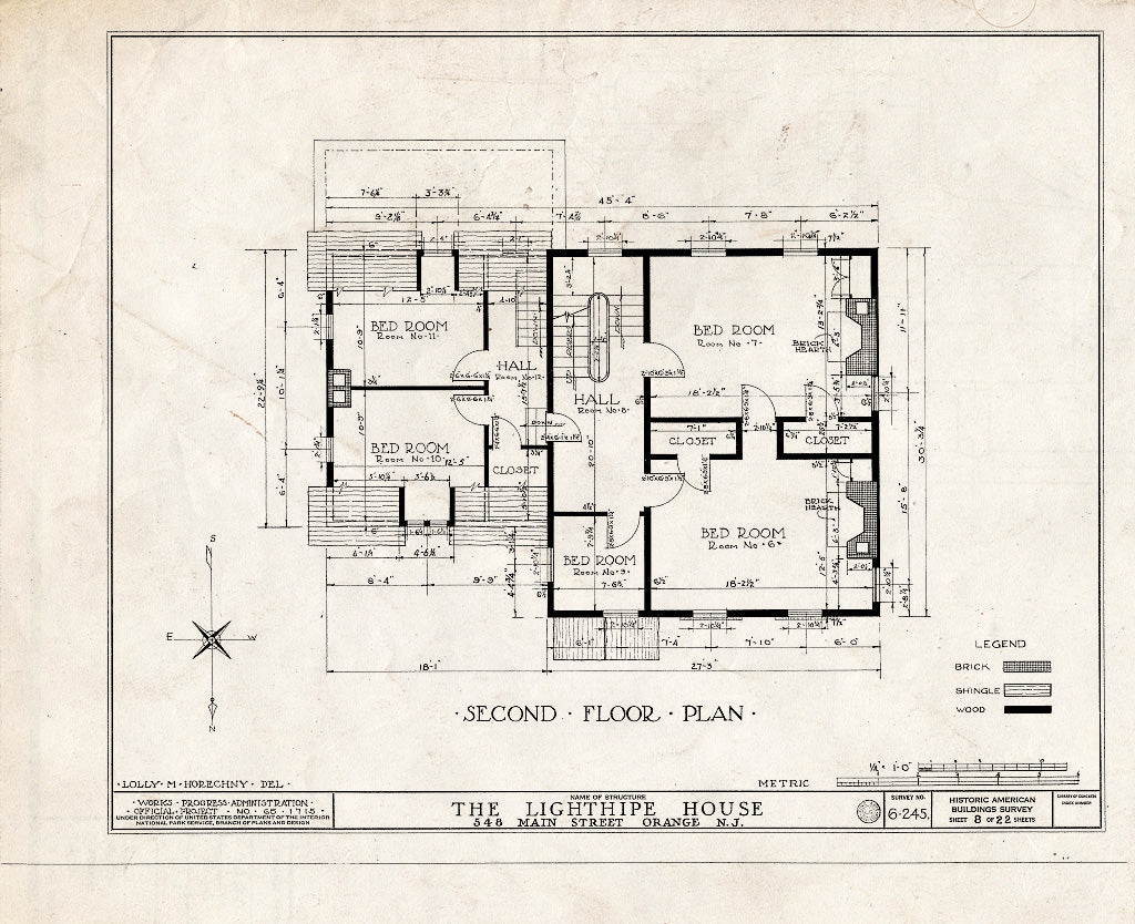 Blueprint HABS NJ,7-ORA,1- (Sheet 8 of 22) - Lighthipe House, 548 Main Street, Orange, Essex County, NJ