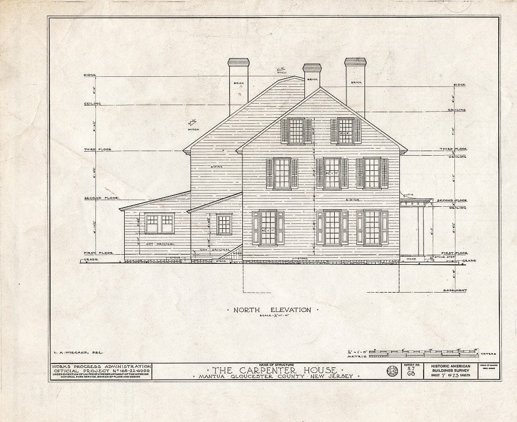 Blueprint HABS NJ,8-MANT,1- (Sheet 7 of 23) - Thomas Carpenter House, Main & Martel Streets, Mantua, Gloucester County, NJ