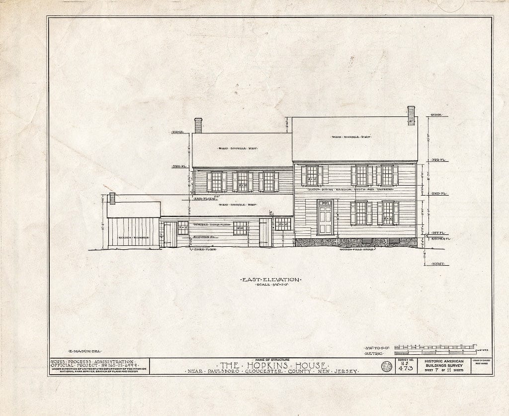 Blueprint HABS NJ,8-PABO.V,3- (Sheet 7 of 11) - Hopkins House, Paulsboro, Gloucester County, NJ