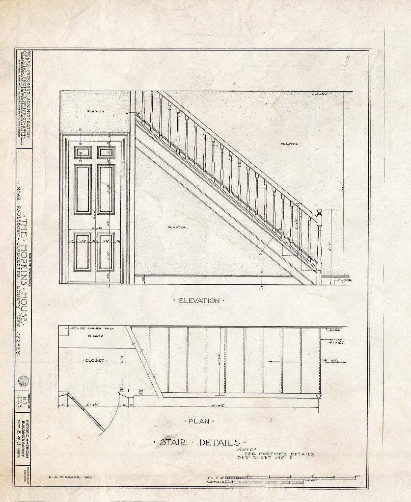 Blueprint HABS NJ,8-PABO.V,3- (Sheet 8 of 11) - Hopkins House, Paulsboro, Gloucester County, NJ