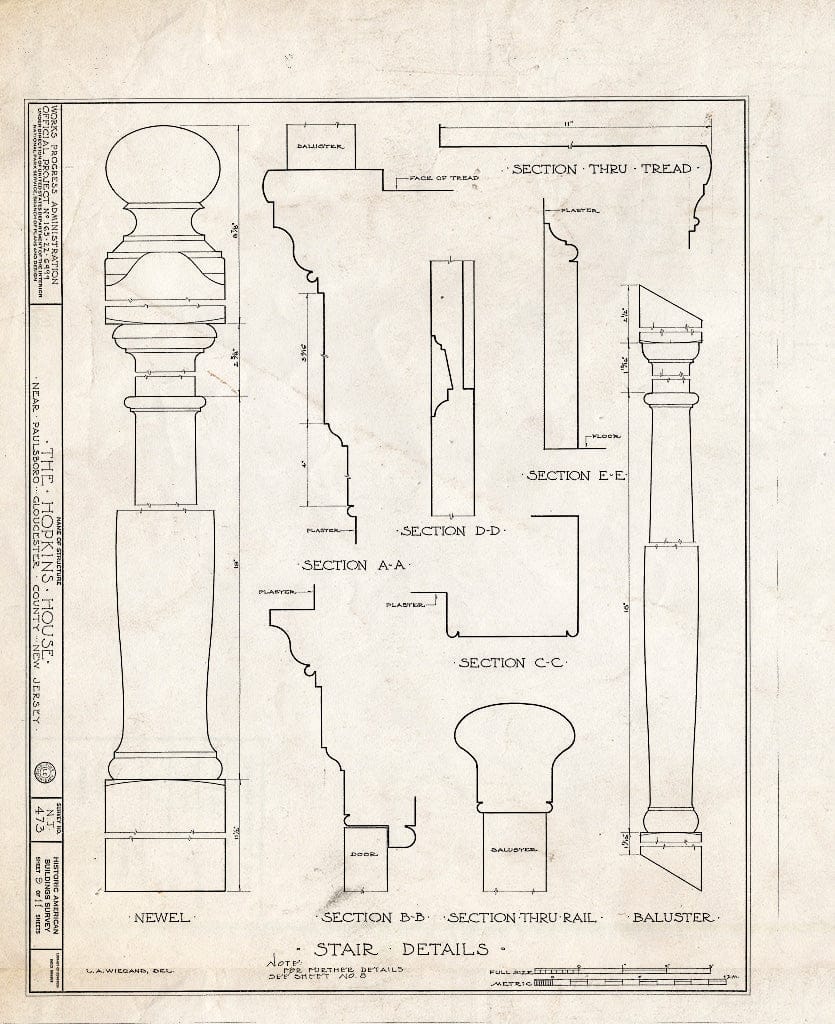 Blueprint HABS NJ,8-PABO.V,3- (Sheet 9 of 11) - Hopkins House, Paulsboro, Gloucester County, NJ