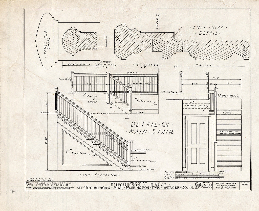 Blueprint HABS NJ,11-HUTMI,1- (Sheet 13 of 16) - Hutchinson House, Hutchinson Mills, Mercer County, NJ