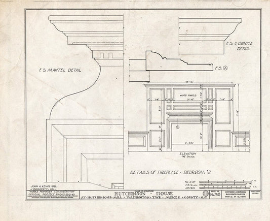 Blueprint HABS NJ,11-HUTMI,1- (Sheet 15 of 16) - Hutchinson House, Hutchinson Mills, Mercer County, NJ