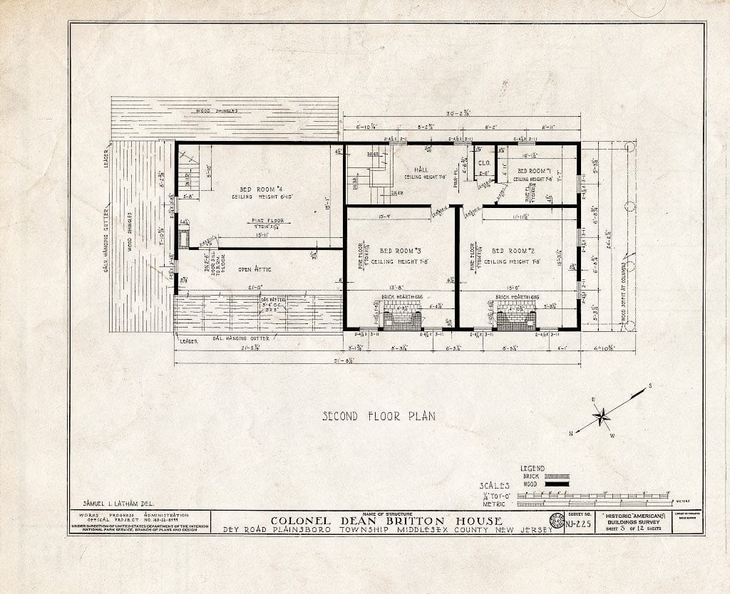 Blueprint HABS NJ,12-PLABO.V,2- (Sheet 3 of 12) - Colonel Dean Britton House, Dey Road, Plainsboro, Middlesex County, NJ