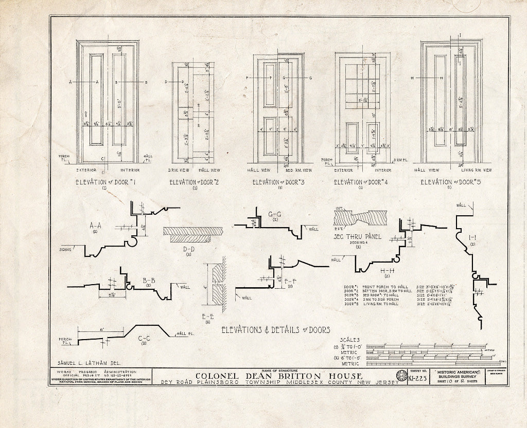Blueprint HABS NJ,12-PLABO.V,2- (Sheet 10 of 12) - Colonel Dean Britton House, Dey Road, Plainsboro, Middlesex County, NJ