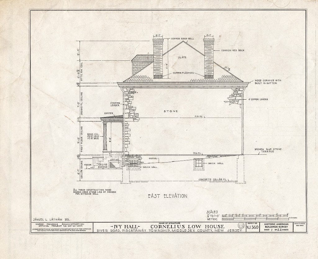 Blueprint HABS NJ,12-NEBRU.V,3- (Sheet 7 of 22) - Ivy Hall, 1225 River Road, Piscataway, Middlesex County, NJ