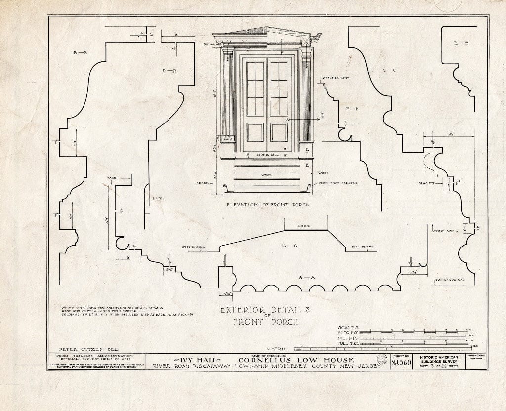 Blueprint HABS NJ,12-NEBRU.V,3- (Sheet 9 of 22) - Ivy Hall, 1225 River Road, Piscataway, Middlesex County, NJ