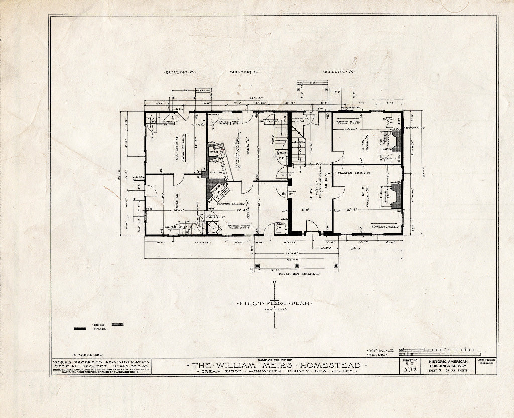 Blueprint HABS NJ,13-CREM.V,1- (Sheet 3 of 33) - William Meirs House, Cream Ridge, Monmouth County, NJ