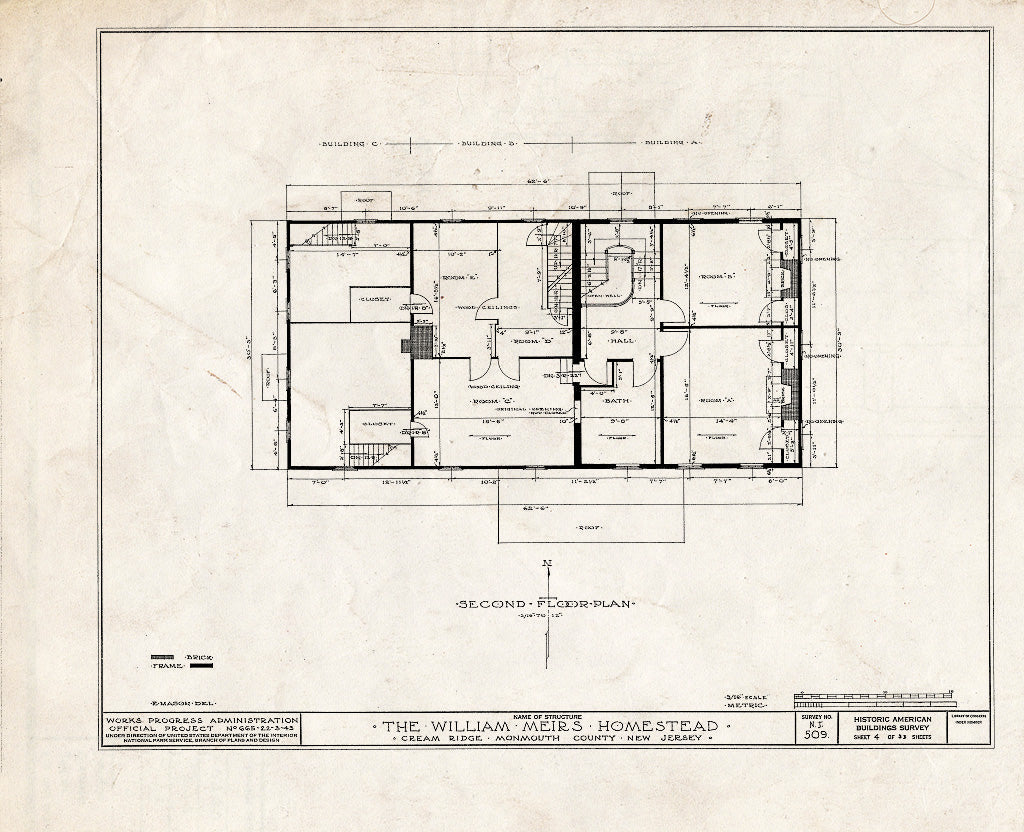 Blueprint HABS NJ,13-CREM.V,1- (Sheet 4 of 33) - William Meirs House, Cream Ridge, Monmouth County, NJ