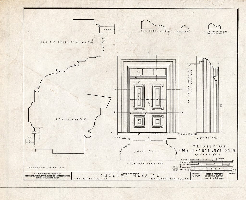 Blueprint HABS NJ,13-MAT,1- (Sheet 9 of 22) - Burrowes Mansion, 94 Main Street, Matawan, Monmouth County, NJ