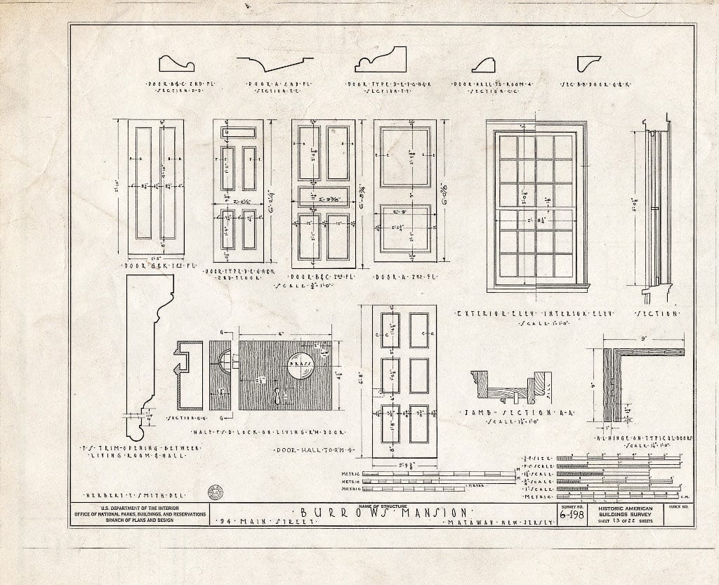 Blueprint HABS NJ,13-MAT,1- (Sheet 13 of 22) - Burrowes Mansion, 94 Main Street, Matawan, Monmouth County, NJ