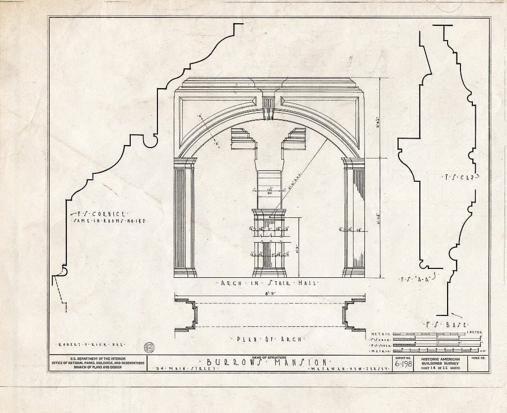 Blueprint HABS NJ,13-MAT,1- (Sheet 14 of 22) - Burrowes Mansion, 94 Main Street, Matawan, Monmouth County, NJ