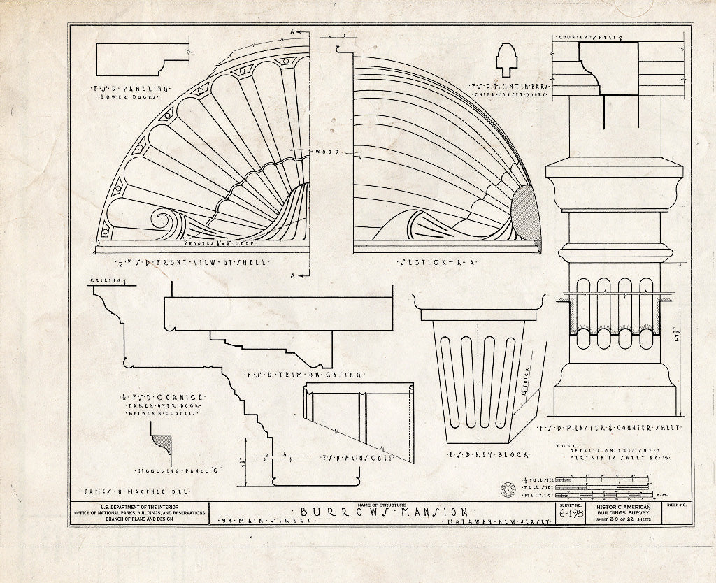 Blueprint HABS NJ,13-MAT,1- (Sheet 20 of 22) - Burrowes Mansion, 94 Main Street, Matawan, Monmouth County, NJ