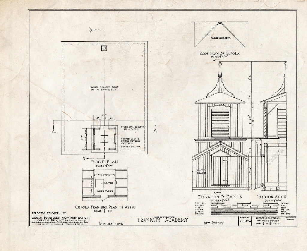 Blueprint HABS NJ,13-MIDTO,3- (Sheet 2 of 9) - Franklin Academy, King's Highway, Middletown, Monmouth County, NJ