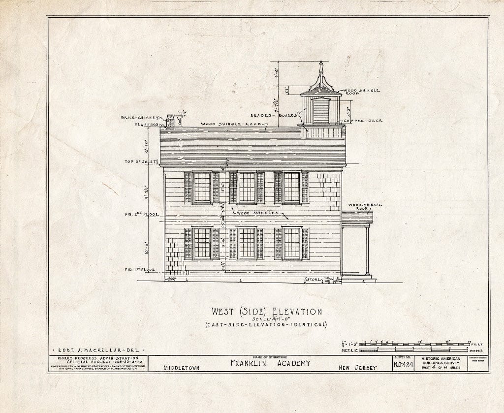 Blueprint HABS NJ,13-MIDTO,3- (Sheet 4 of 9) - Franklin Academy, King's Highway, Middletown, Monmouth County, NJ
