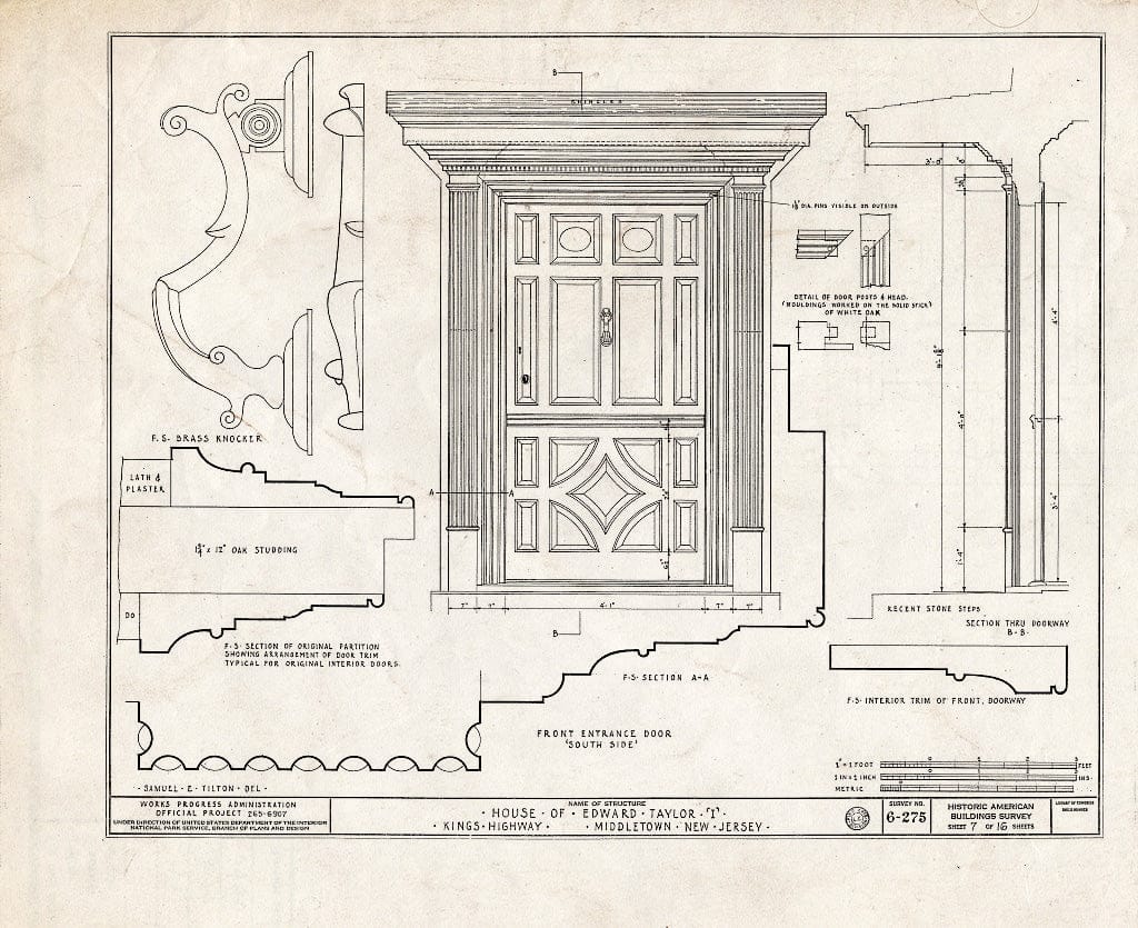 Blueprint HABS NJ,13-MIDTO,1- (Sheet 7 of 16) - Edward I. Taylor House, King's Highway, Middletown, Monmouth County, NJ