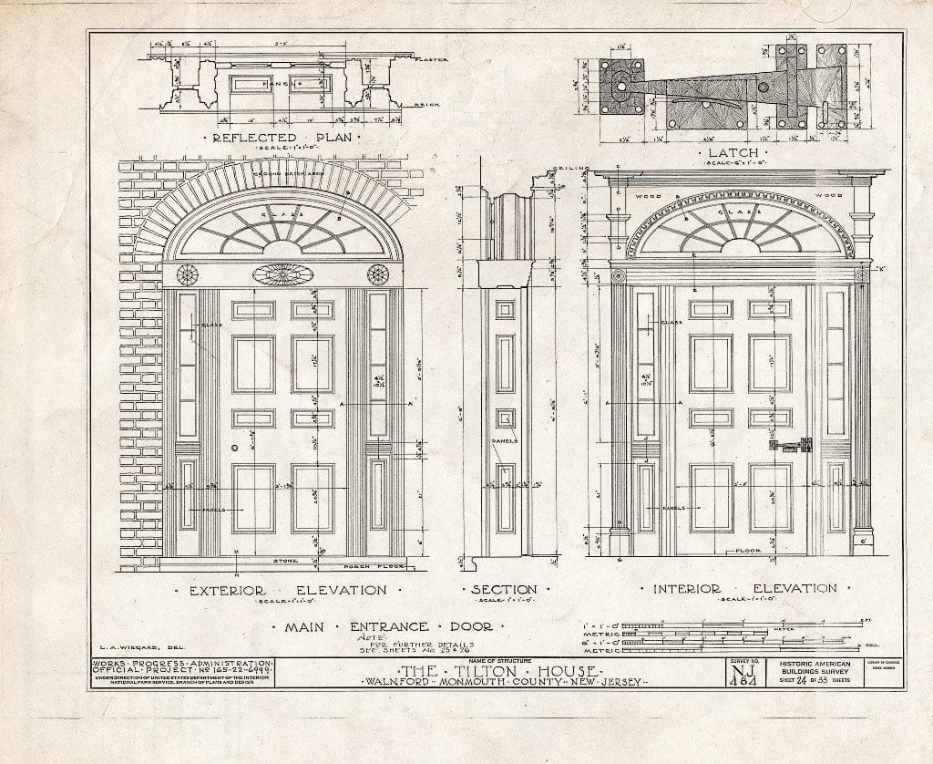 Blueprint HABS NJ,13-WALF.V,1- (Sheet 24 of 33) - Tilton House, Walnford, Monmouth County, NJ