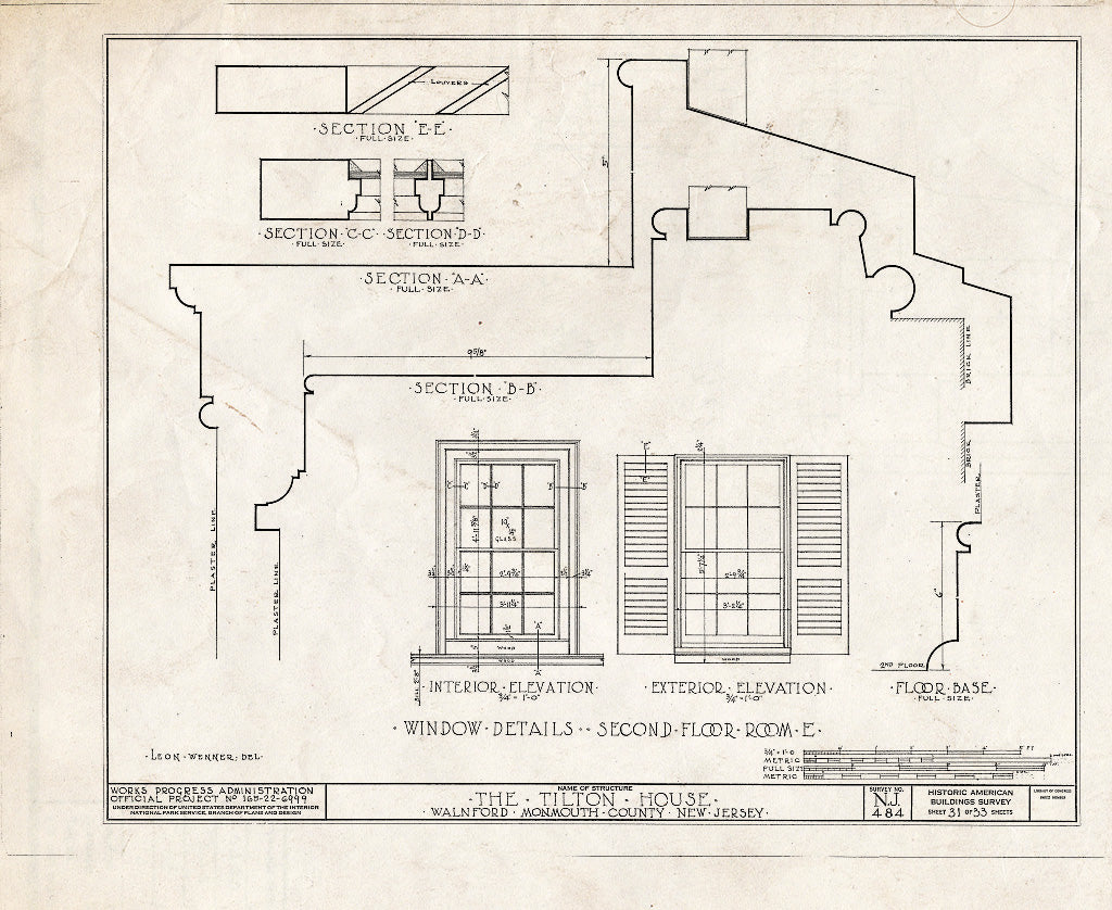 Blueprint HABS NJ,13-WALF.V,1- (Sheet 31 of 33) - Tilton House, Walnford, Monmouth County, NJ
