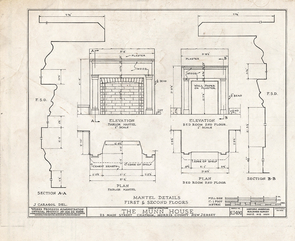 Blueprint HABS NJ,14-Chat,4- (Sheet 12 of 12) - Day-Munn House, 25 Main Street, Chatham, Morris County, NJ
