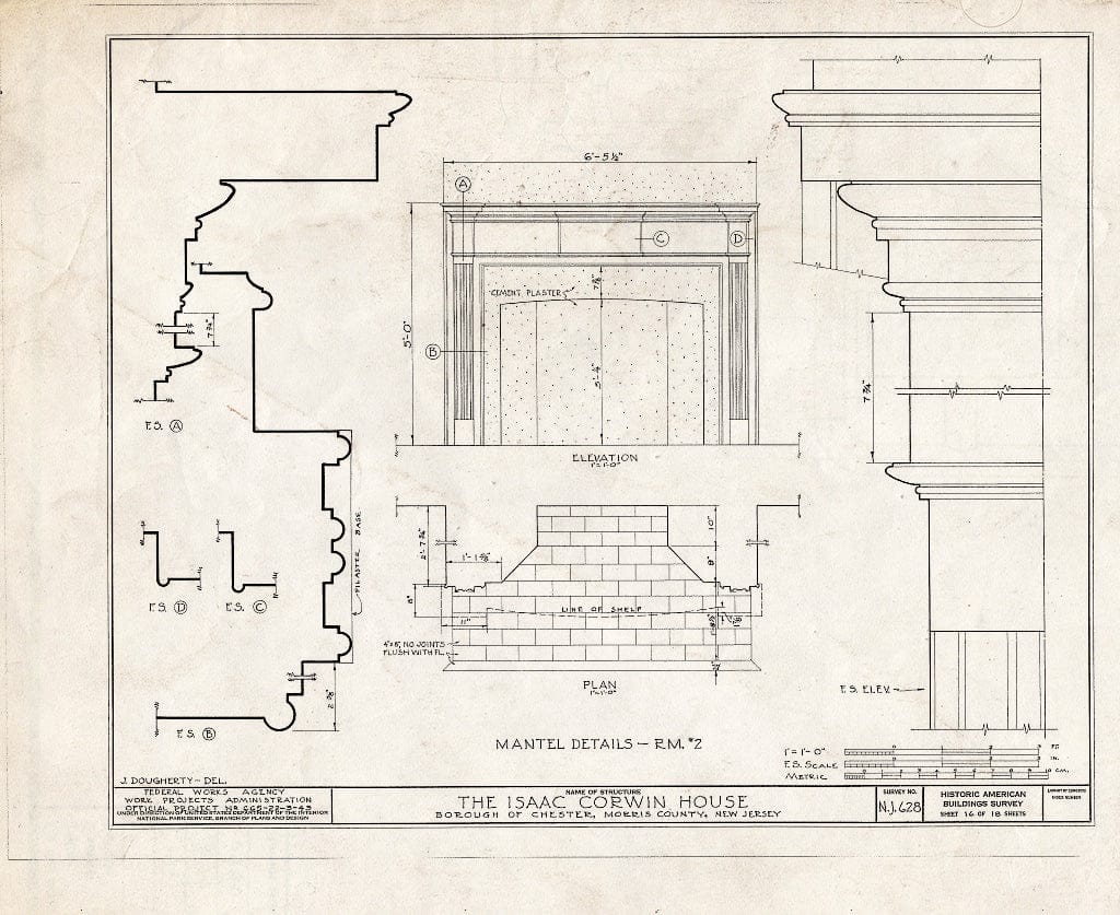 Blueprint HABS NJ,14-Chest,2- (Sheet 16 of 18) - Issac Corwin House, Chester, Morris County, NJ