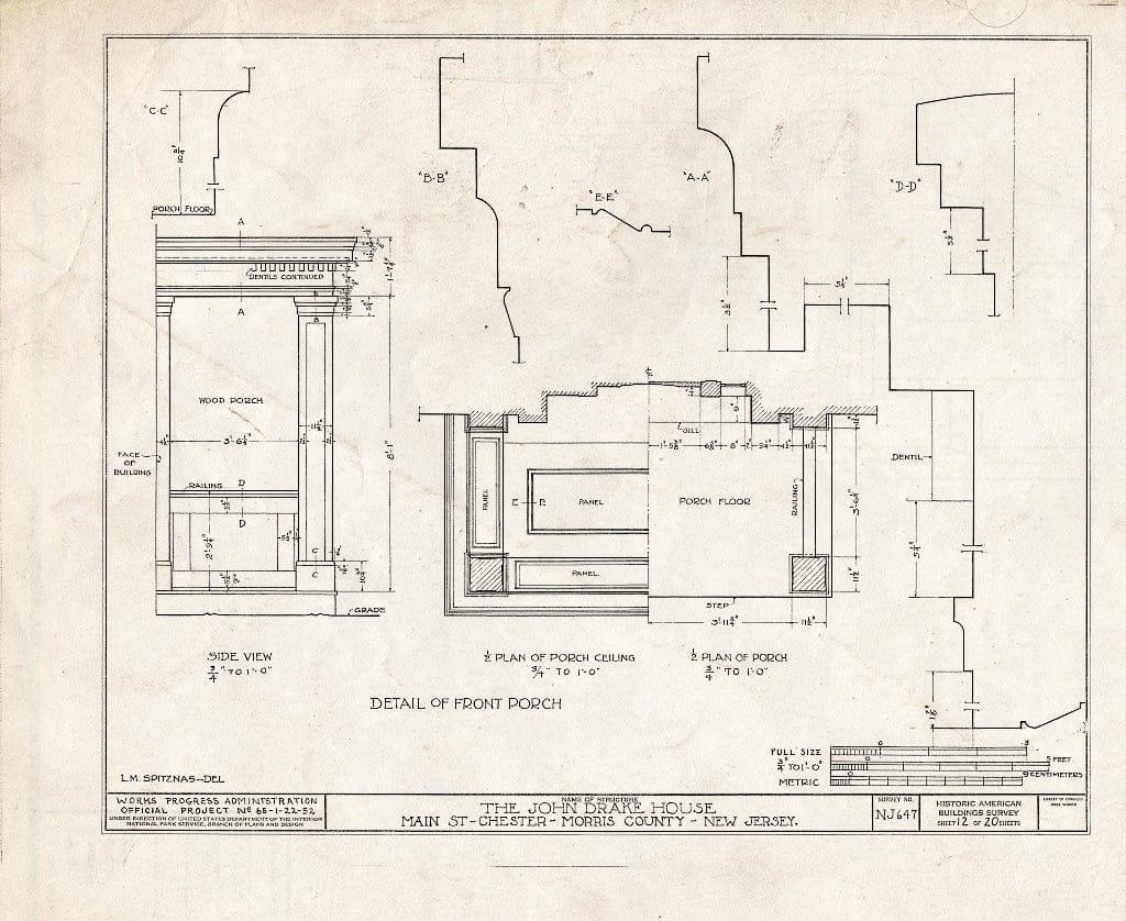 Blueprint HABS NJ,14-Chest,3- (Sheet 12 of 20) - John Drake House, Main Street, Chester, Morris County, NJ