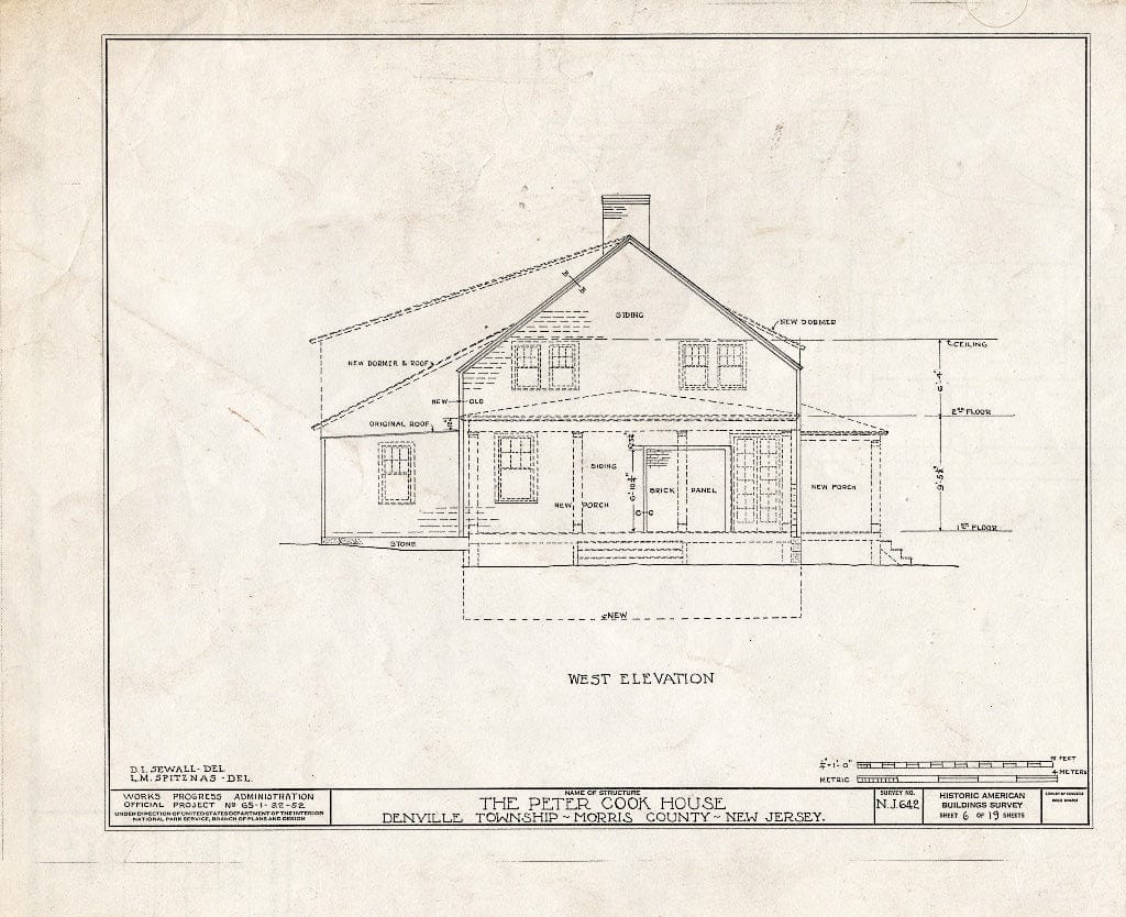 Blueprint HABS NJ,14-DENV.V,1- (Sheet 6 of 19) - Peter Cook House, Morris Road, Denville, Morris County, NJ