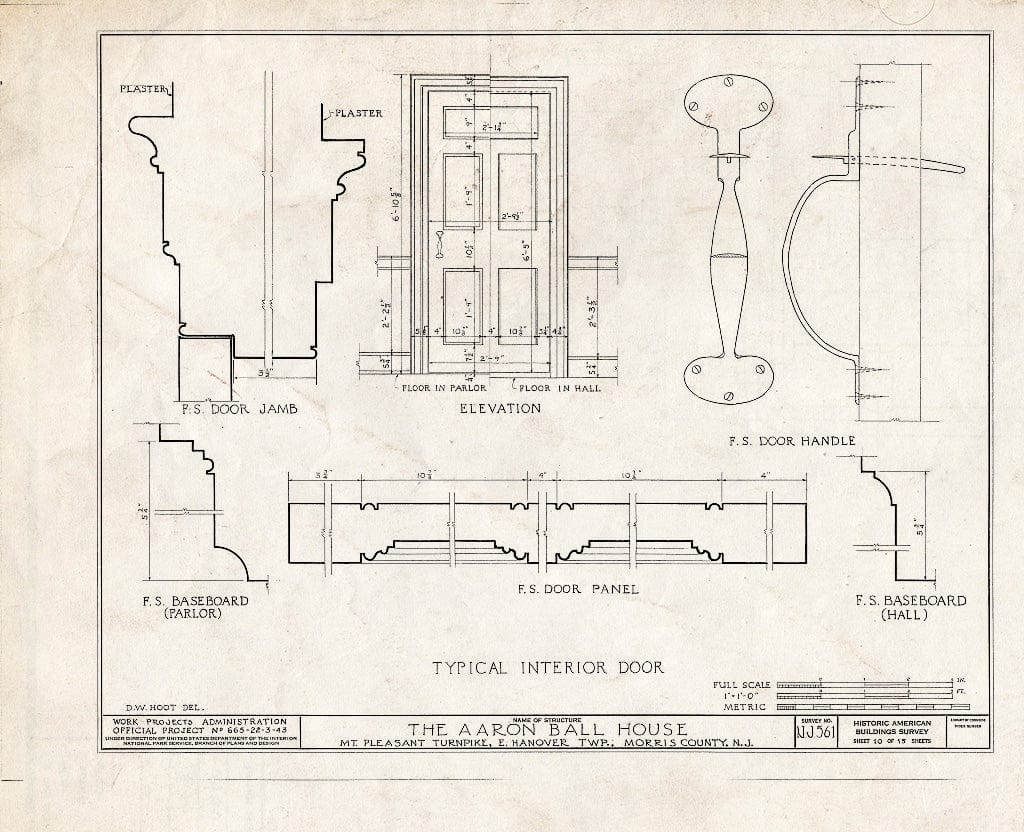 Blueprint HABS NJ,14-HANO,3- (Sheet 10 of 15) - Aaron Ball House, Mount Pleasant Turnpike, Hanover, Morris County, NJ
