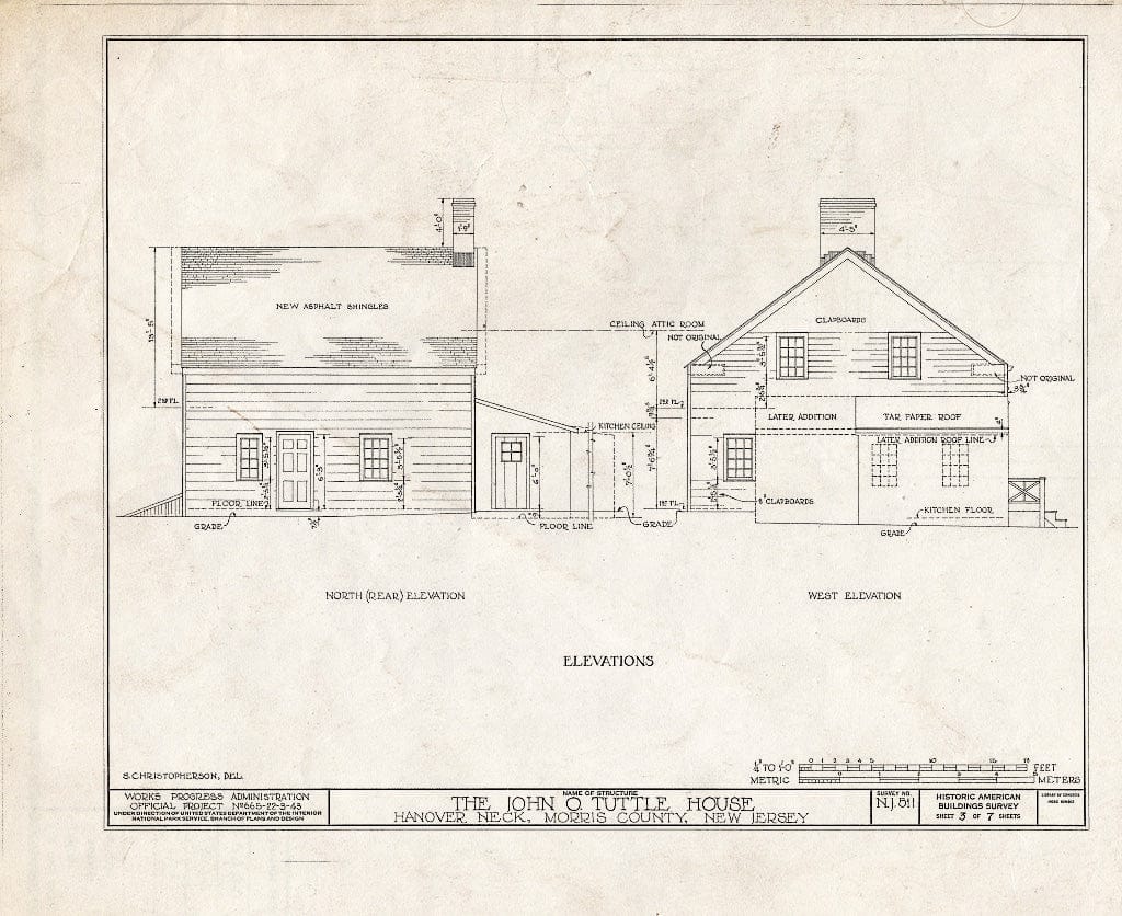 Blueprint HABS NJ,14-HANO.V,1- (Sheet 3 of 7) - John O. Tuttle House, Eagle Rock Avenue, Hanover Neck, Morris County, NJ