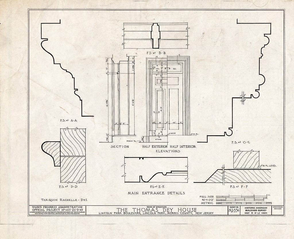 Blueprint HABS NJ,14-LINPA,3- (Sheet 8 of 12) - Thomas Dey House, Lincoln Park Boulevard, Lincoln Park, Morris County, NJ