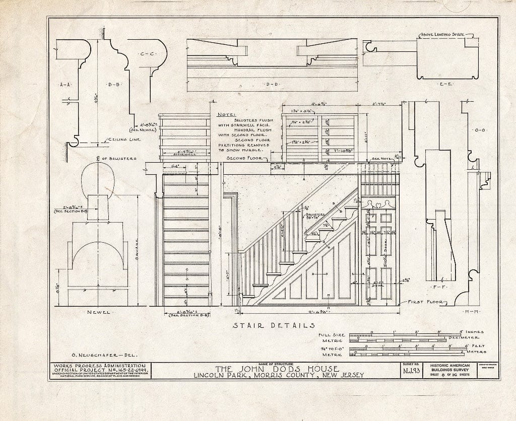 Blueprint HABS NJ,14-LINPA,2- (Sheet 8 of 16) - John Dods House, Highland Street, Lincoln Park, Morris County, NJ