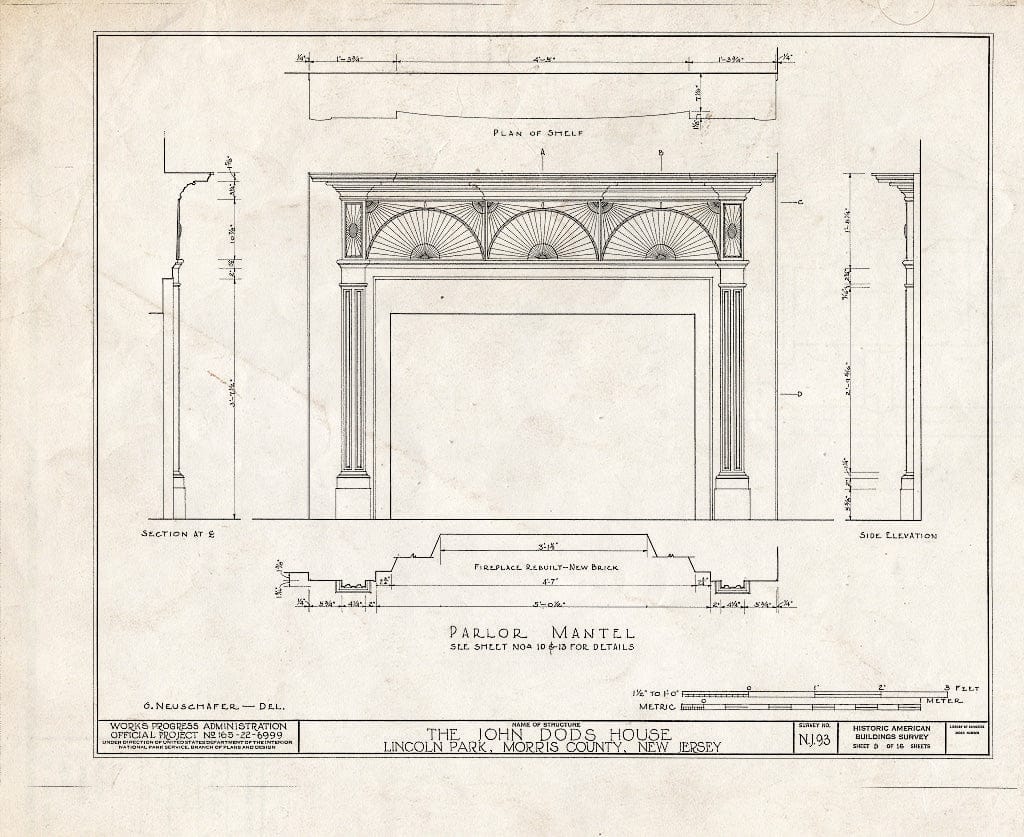 Blueprint HABS NJ,14-LINPA,2- (Sheet 9 of 16) - John Dods House, Highland Street, Lincoln Park, Morris County, NJ