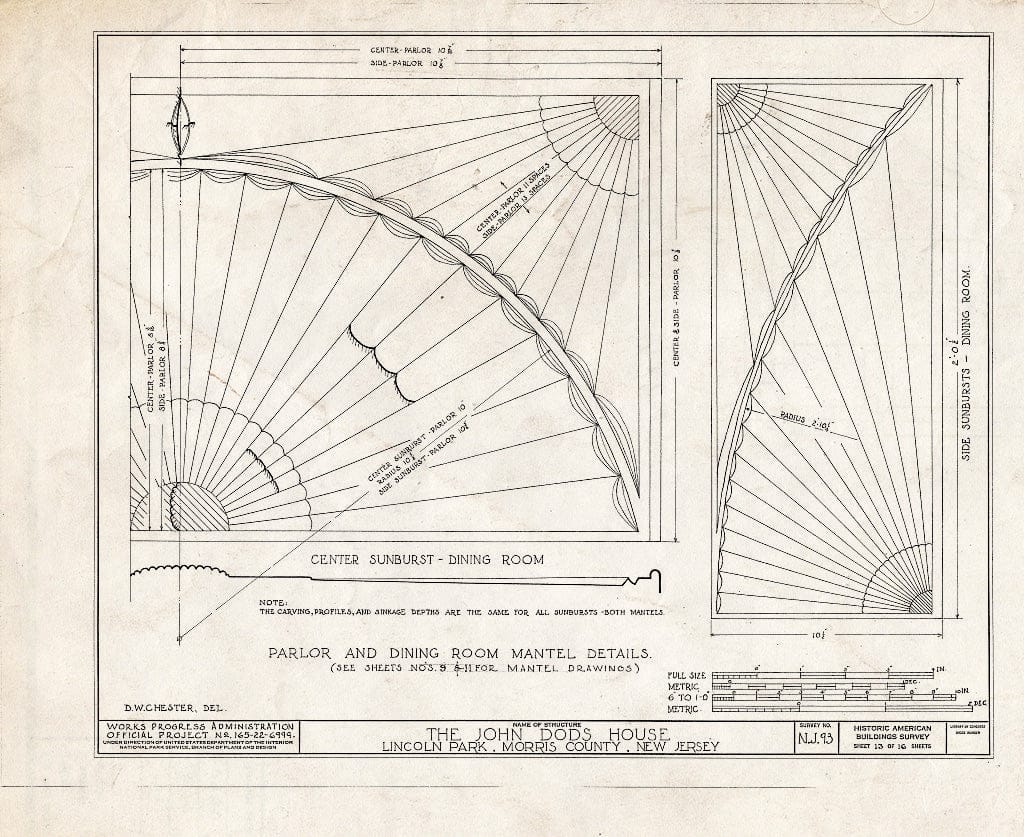 Blueprint HABS NJ,14-LINPA,2- (Sheet 13 of 16) - John Dods House, Highland Street, Lincoln Park, Morris County, NJ