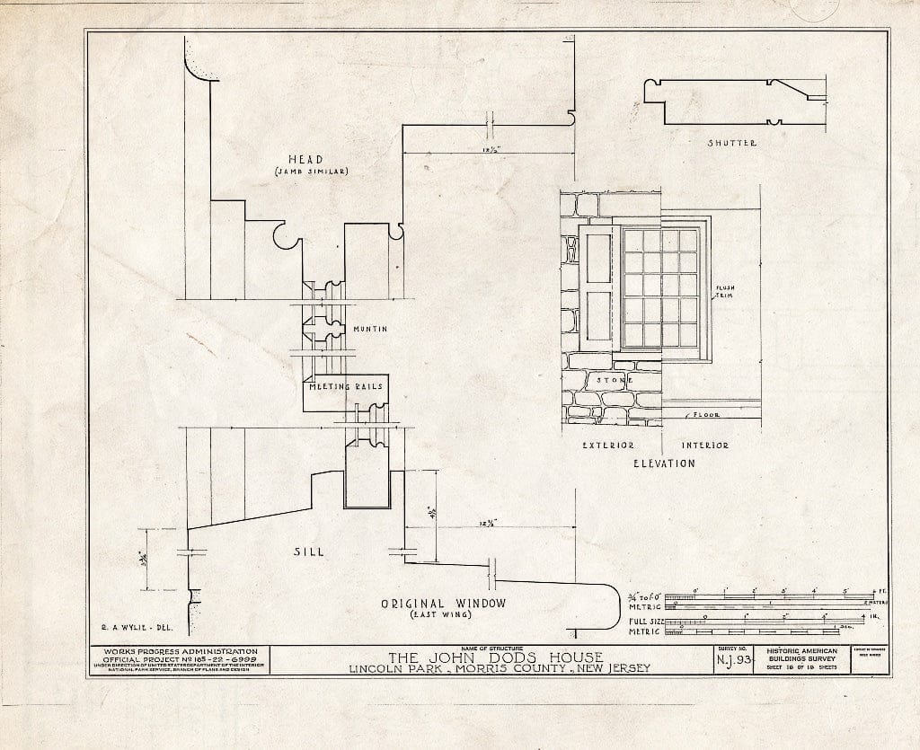 Blueprint HABS NJ,14-LINPA,2- (Sheet 16 of 16) - John Dods House, Highland Street, Lincoln Park, Morris County, NJ