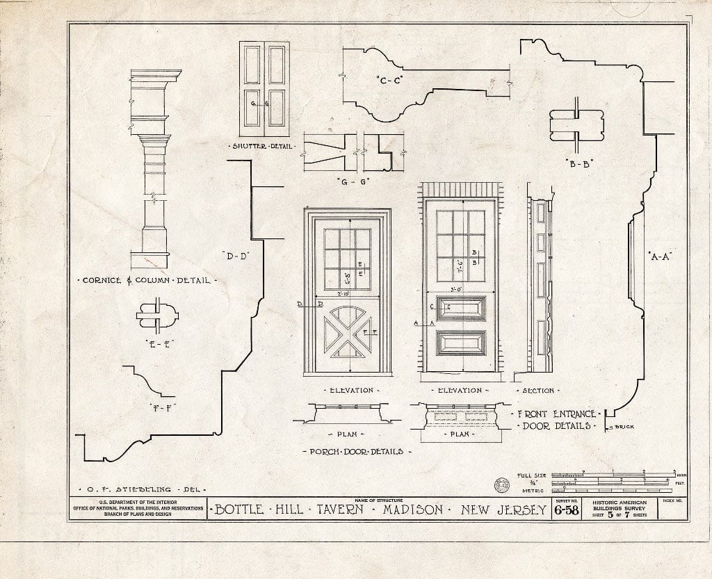 Blueprint HABS NJ,14-MAD,1- (Sheet 5 of 7) - Bottle Hill Tavern, 127 Main Street & Alexander Avenue, Madison, Morris County, NJ
