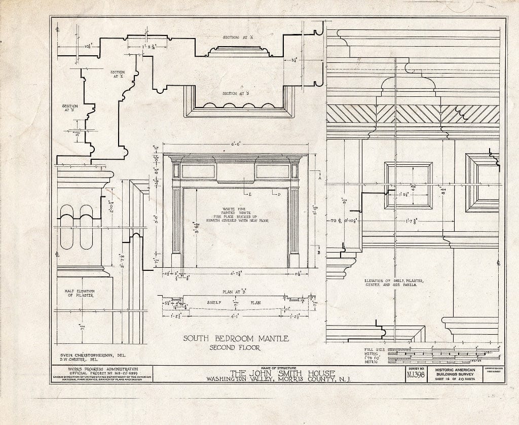 Blueprint HABS NJ,14-MORTO.V,1- (Sheet 16 of 20) - John Smith House, Washington Valley, Morris County, NJ