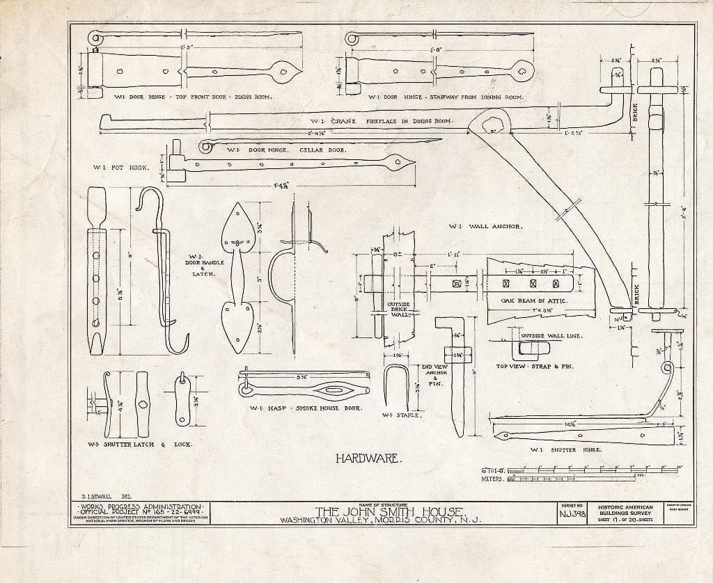 Blueprint HABS NJ,14-MORTO.V,1- (Sheet 17 of 20) - John Smith House, Washington Valley, Morris County, NJ