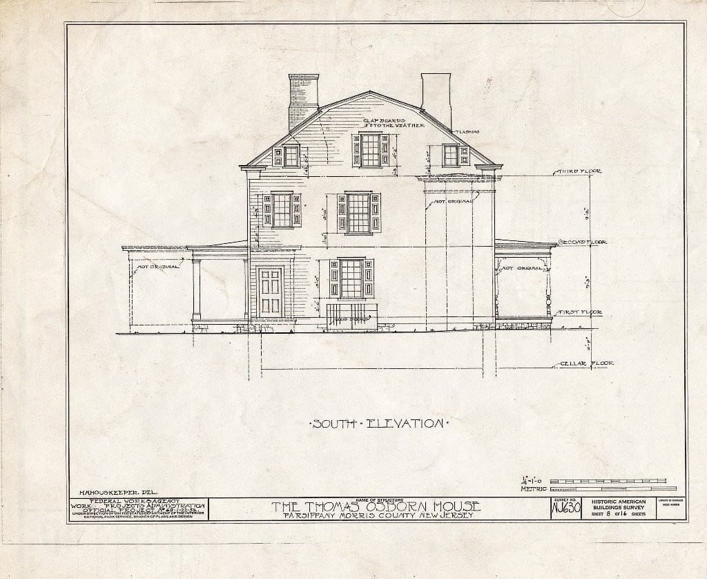 Blueprint HABS NJ,14-PAR.V,1- (Sheet 8 of 16) - Thomas Osborn House, Parsippany Road, Parsippany, Morris County, NJ