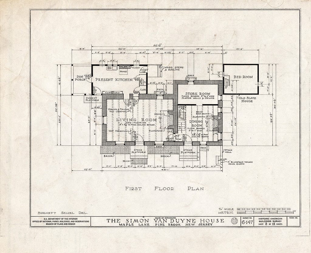 Blueprint HABS NJ,14-PIBR,1- (Sheet 2 of 11) - Simon Van Duyne House, Maple Lane & Hook Mountain Road, Pine Brook, Morris County, NJ