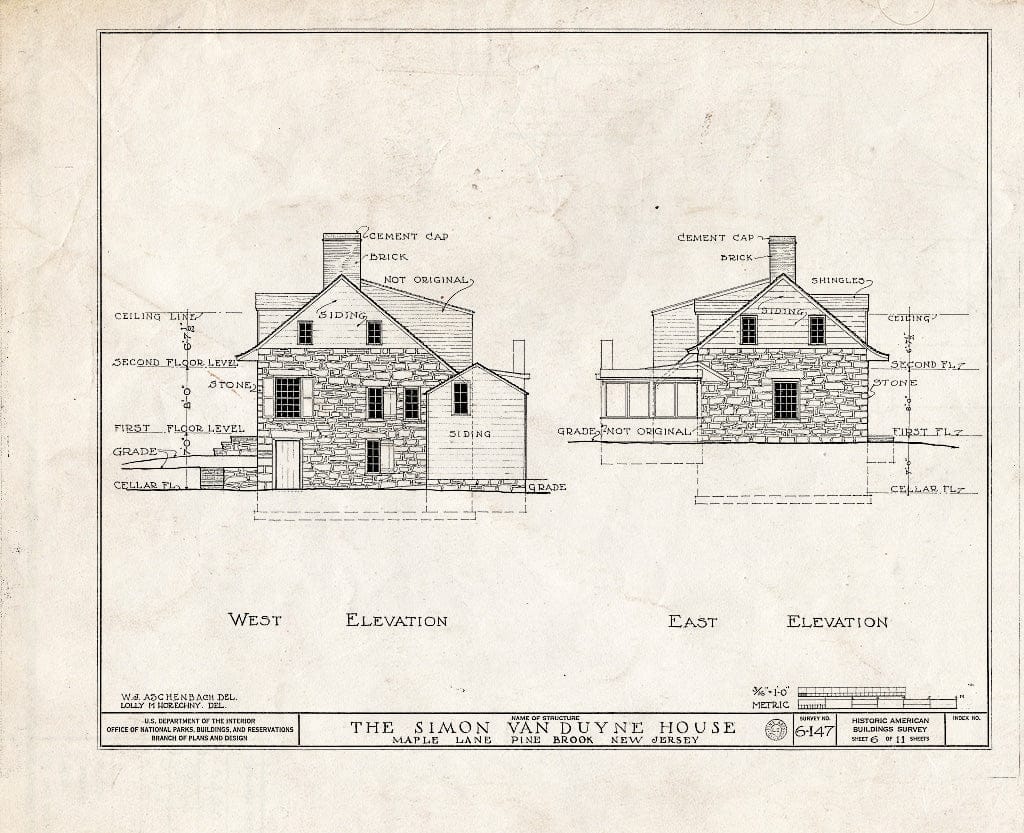 Blueprint HABS NJ,14-PIBR,1- (Sheet 6 of 11) - Simon Van Duyne House, Maple Lane & Hook Mountain Road, Pine Brook, Morris County, NJ