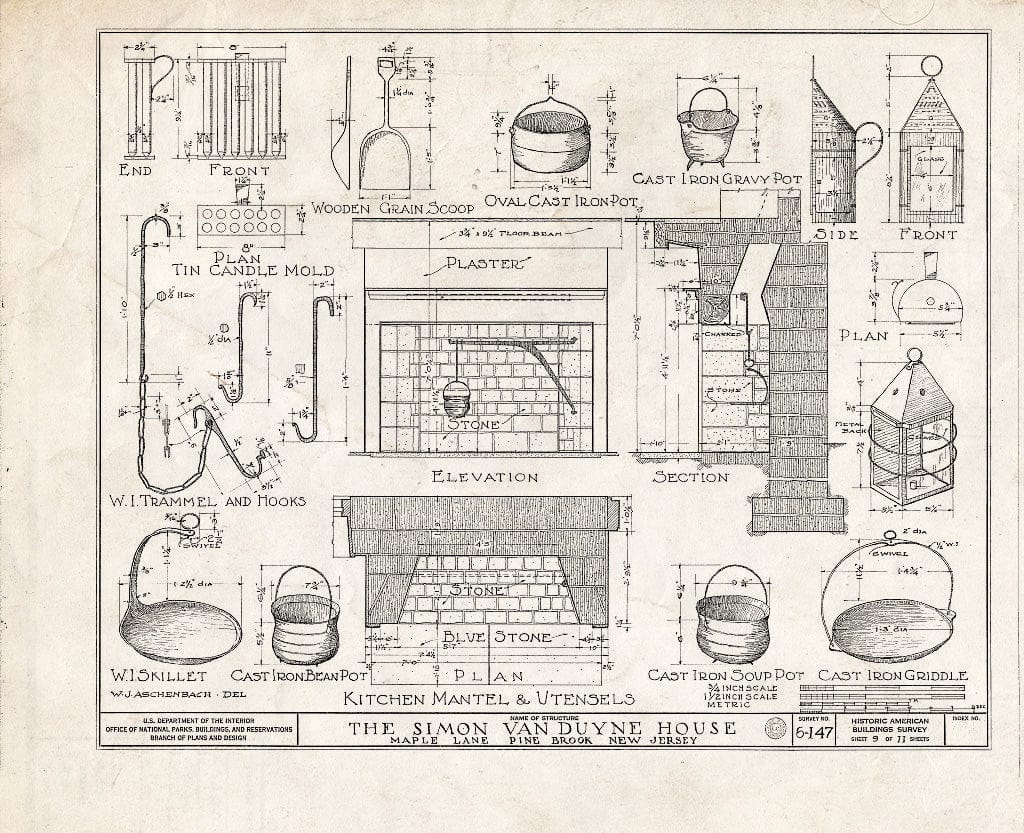 Blueprint HABS NJ,14-PIBR,1- (Sheet 9 of 11) - Simon Van Duyne House, Maple Lane & Hook Mountain Road, Pine Brook, Morris County, NJ