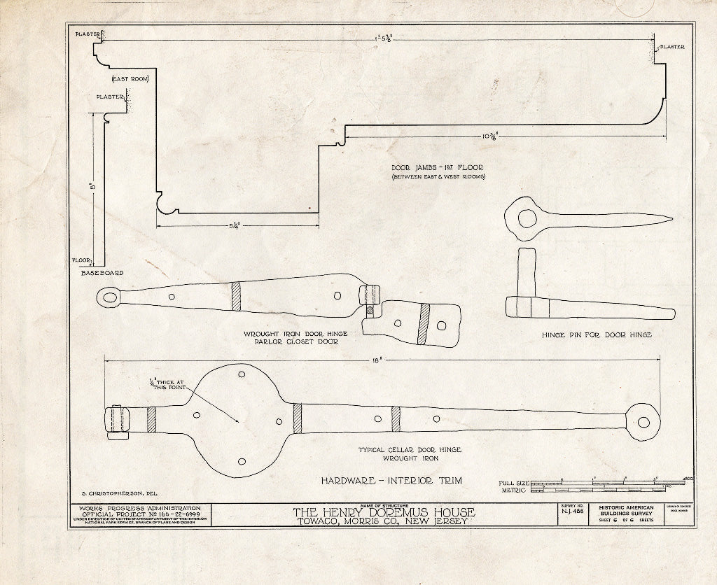 Blueprint HABS NJ,14-TOWA.V,2- (Sheet 6 of 6) - Henry Doremus House, State Route 32, Towaco, Morris County, NJ