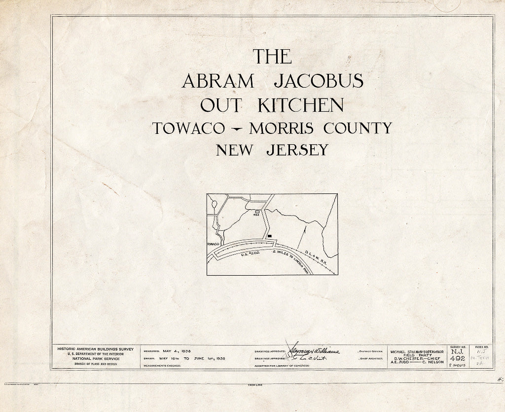 Blueprint HABS NJ,14-TOWA,2A- (Sheet 0 of 2) - Abram Jacobus Out Kitchen, U.S. 202, Towaco, Morris County, NJ