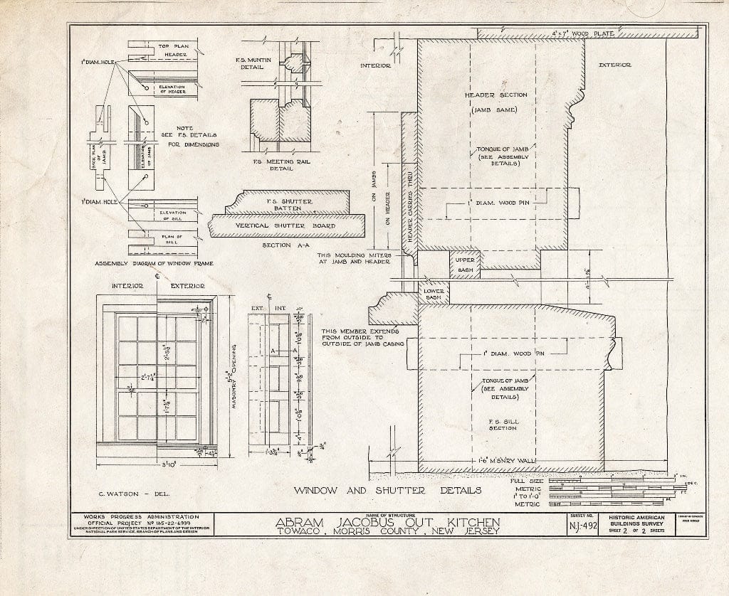 Blueprint HABS NJ,14-TOWA,2A- (Sheet 2 of 2) - Abram Jacobus Out Kitchen, U.S. 202, Towaco, Morris County, NJ