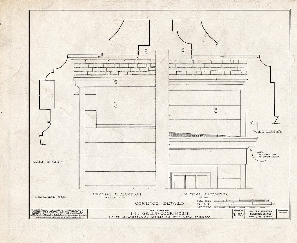 Blueprint HABS NJ,14-Whip.V,1- (Sheet 12 of 13) - Green-Cook House, Route 10, Whippany, Morris County, NJ